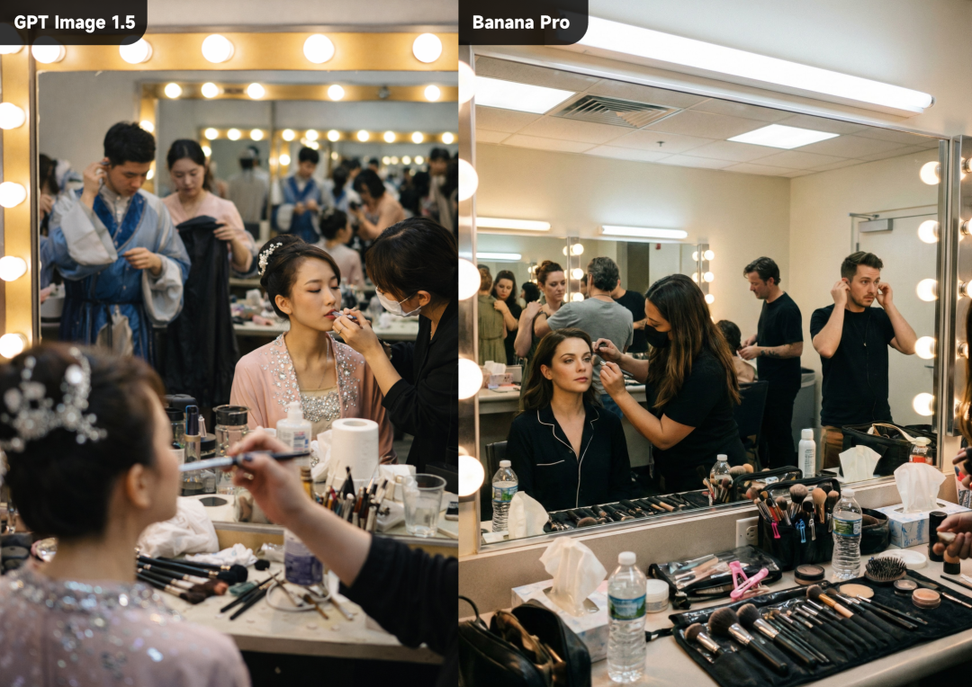 Complex scene with mirror reflections